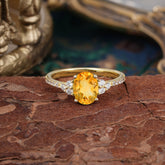 1.5 Carat Classic Vintage 4-Prong Oval Cut Citrine Engagement Ring Anniversary Gift